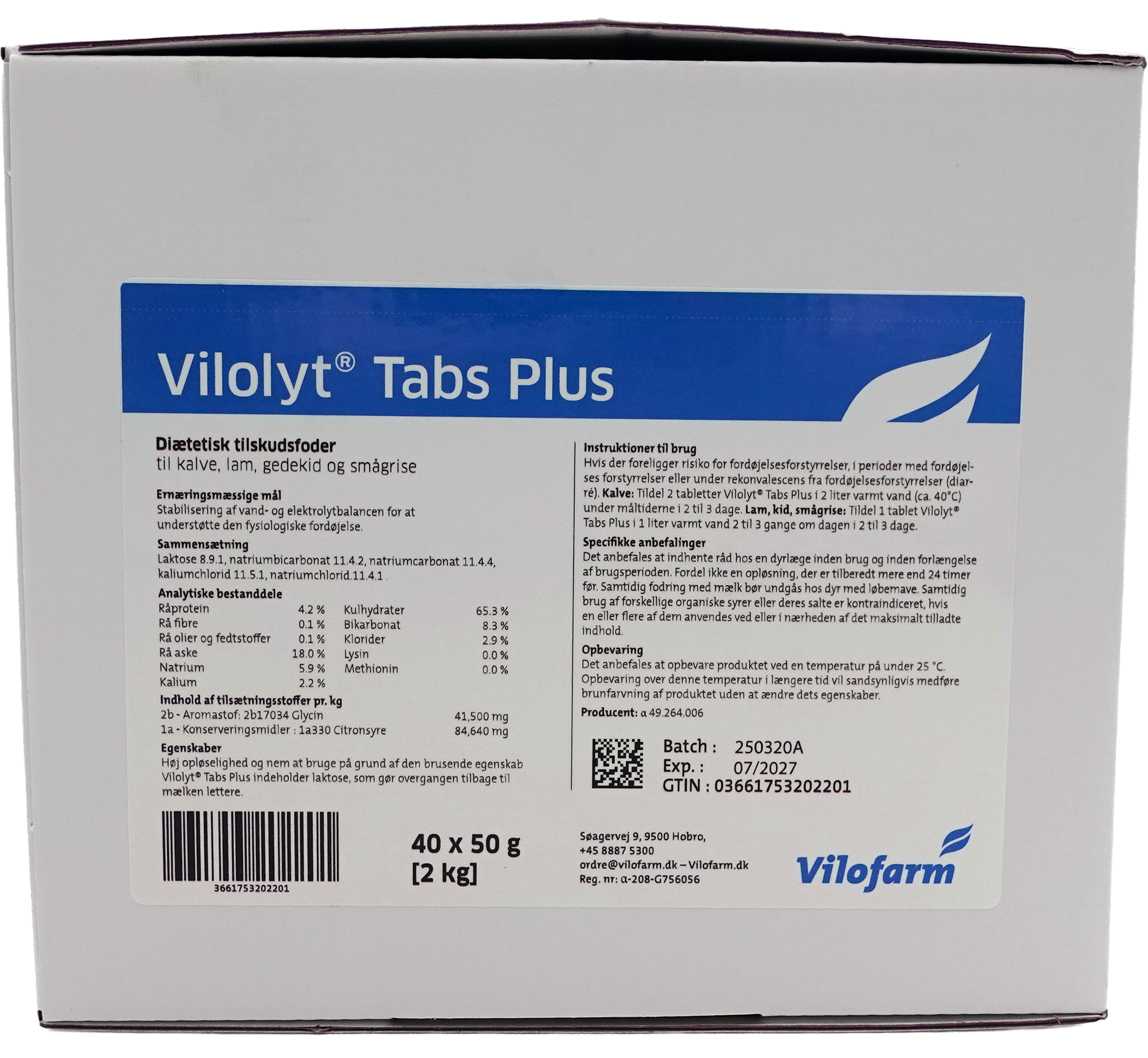 Vilolyt Tabs Plus - 40 x 50 g | Diætisk tilskudsfoder | Danish Agro